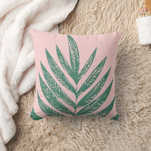植物性自然熱帯イラストレーションピンクグリーン クッション (ブランケット)