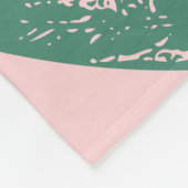 植物性自然熱帯イラストレーションピンクグリーン フリースブランケット (角)