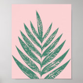 植物性自然熱帯イラストレーションピンクグリーン ポスター (正面)