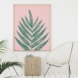 植物性自然熱帯イラストレーションピンクグリーン ポスター<br><div class="desc">パームモダンフロンのミニマルなピンクと緑の植物性の自然かわいらしイラストレーション。</div>