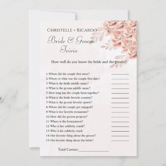 植物性花嫁トリビアブライダルシャワーゲームカード 案内状 (正面)