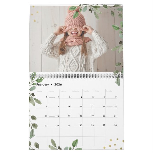 植物性葉の金ゴールド |個人用の写真 カレンダー (2月 2026)