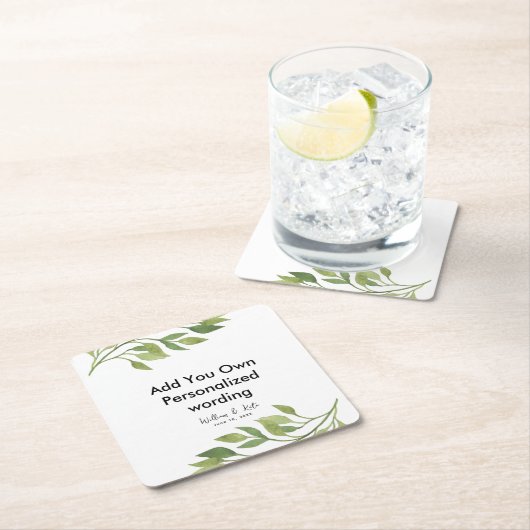 植物性葉スタイルコースターパーソナライズされた スクエアペーパーコースター (インサイチュ)