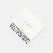 植物性葉パター縁どンイニシャル結婚ズ スタンダードカクテルナプキン (角)
