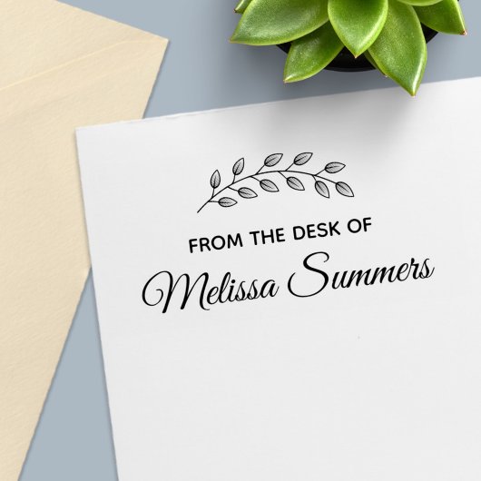 植物性葉リースの机から セルフインキングスタンプ