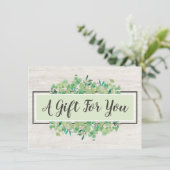 植物性葉木材素朴ギフト証明書カード 招待状 (スタンド正面)