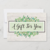 植物性葉木材素朴ギフト証明書カード 招待状 (正面)