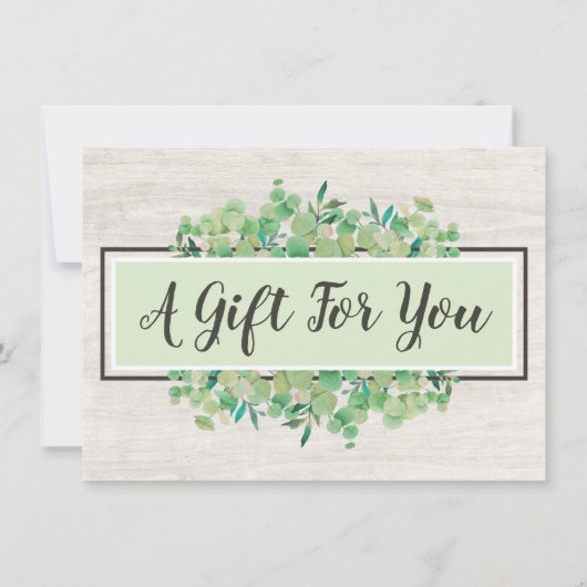 植物性葉木材素朴ギフト証明書カード 招待状 (正面)