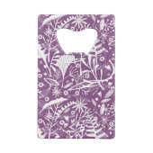 植物性葉植物と花パープル クレジットカード栓抜き (裏面)