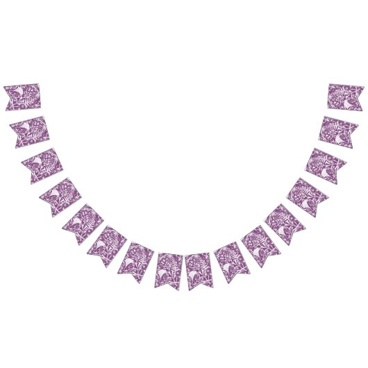 植物性葉植物と花パープル バンティングフラッグ (全)