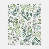 植物性葉植物水色 フリースブランケット (正面)