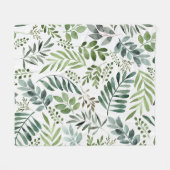 植物性葉植物水色 フリースブランケット (正面(横))