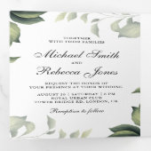 植物性葉植物群葉写真結婚コラージュ 三つ折り招待状 (内部最初)