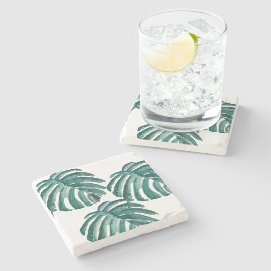 植物性葉水彩大理石コースター ストーンコースター (横)