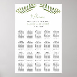 植物性葉水色結婚の座席表 ポスター