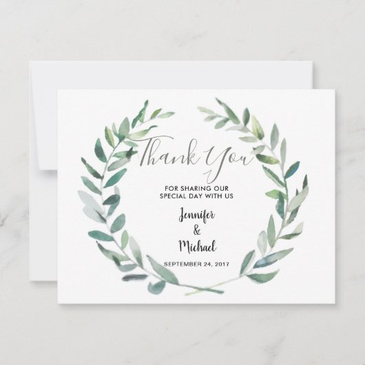 植物性葉水色結婚サンキューカード シーズンカード (正面)