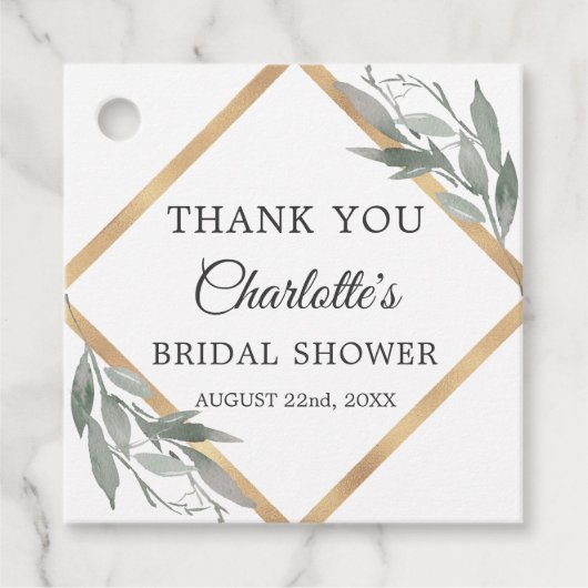 植物性葉金ゴールドブライダルシャワーありがとう フェイバータグ (正面)