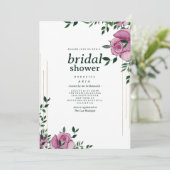 植物性薄紫グリーン金ゴールドバラフローラブライダルシャワー 招待状 (スタンド正面)