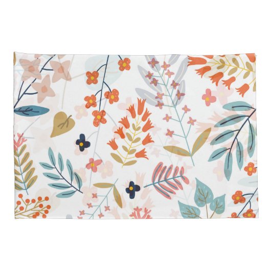 植物性調和 |フローラヴィンテージプラントカラフル 枕カバー (裏面-右)