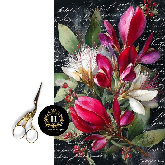 植物性赤と白花束の切り離 薄葉紙