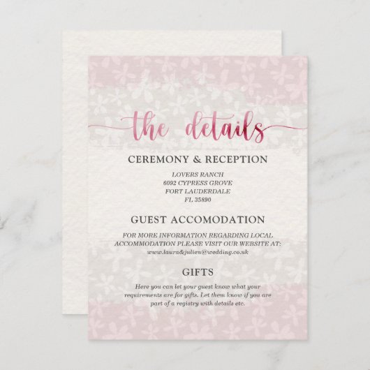 植物性赤面ピンクウォーターカラーエンクロージャカード エンクロージャーカード (正面/裏面)