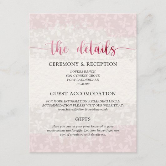 植物性赤面ピンクウォーターカラーエンクロージャカード エンクロージャーカード (正面)