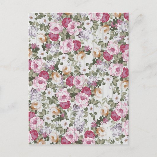 植物性赤面ピンクフラワーヴィンテージ白木 ポストカード (正面)