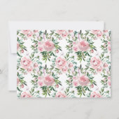 植物性赤面ピンク牡丹グリーンリーフローラフレーム ノートカード (裏面)