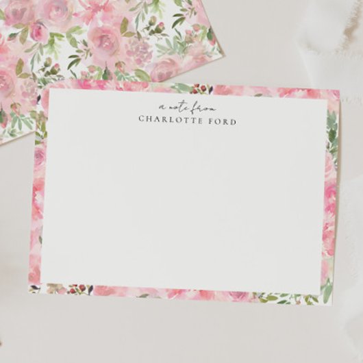 植物性赤面ピンク牡丹バラガーリーフローラ枠 ノートカード