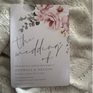 植物性赤面モダン結婚フローラ 招待状