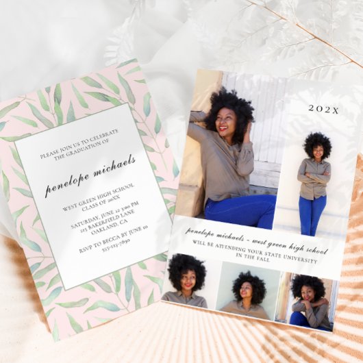 植物性赤面写真コラージュ卒業会 招待状