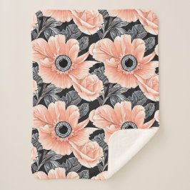 植物性軽ピーチ花柄 シェルパブランケット