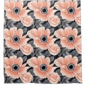 植物性軽ピーチ花柄 シャワーカーテン (正面)