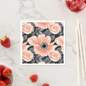 植物性軽ピーチ花柄 スタンダードカクテルナプキン (インサイチュ)