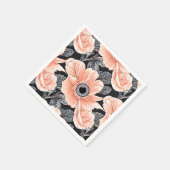 植物性軽ピーチ花柄 スタンダードカクテルナプキン (角)