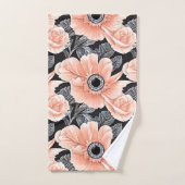 植物性軽ピーチ花柄 バスタオルセット (ハンドタオル)