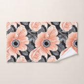 植物性軽ピーチ花柄 バスタオルセット (ハンドタオル)