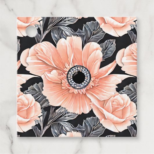 植物性軽ピーチ花柄 フェイバータグ (正面)