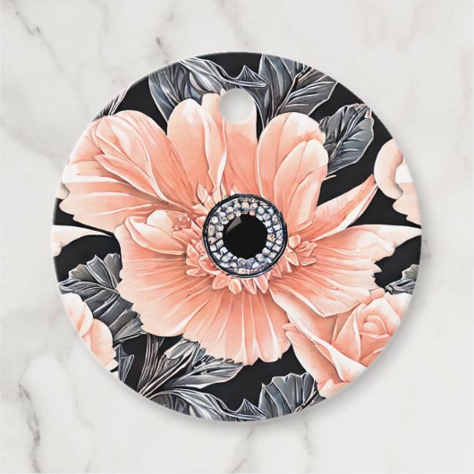 植物性軽ピーチ花柄 フェイバータグ (正面)