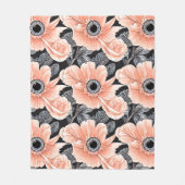 植物性軽ピーチ花柄 フリースブランケット (正面)