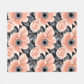 植物性軽ピーチ花柄 フリースブランケット (正面(横))