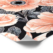 植物性軽ピーチ花柄 ポスター (角)