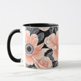 植物性軽ピーチ花柄 マグカップ
