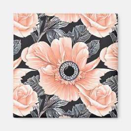 植物性軽ピーチ花柄 マグネット