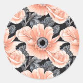 植物性軽ピーチ花柄 ラウンドシール (正面)