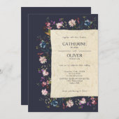 植物性野生花の手作り紙結婚の誘い 招待状 (正面/裏面)