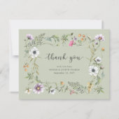 植物性野草 |ソフトグリーン結婚の写真 サンキューカード (正面)