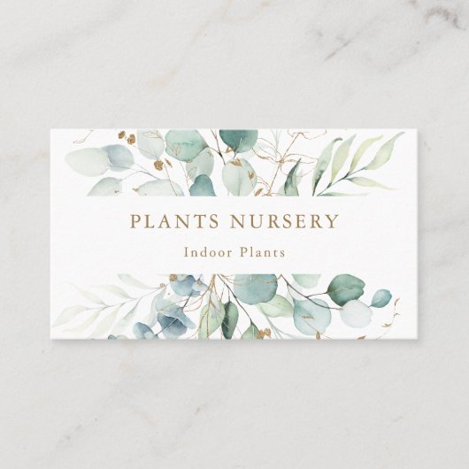 植物性金ゴールドと緑色植物子供部屋 名刺 (正面)