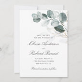 植物性金ゴールドグリーンユーカリ結婚ス セーブザデート (正面)