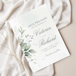 植物性金ゴールドグリーンユーカリ結婚ス セーブザデート